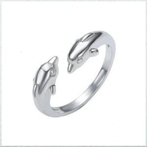 New Cute 925 Sterling Silver Dolphin Adjustable Ring